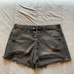 Wild Fable Black Distressed Denim‎ High Waisted Cutoff Shorts Size 10